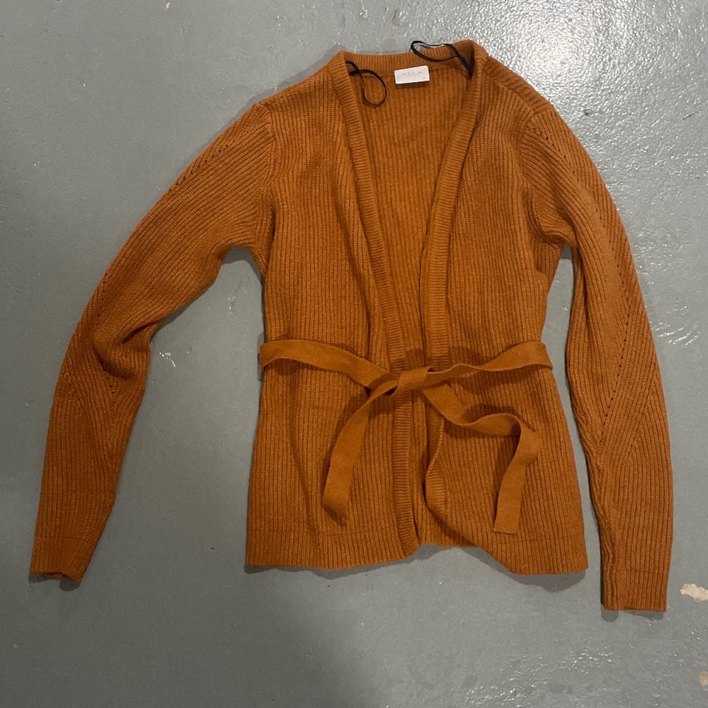 Vila camel wrap cardigan in XS